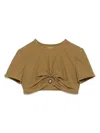 Christopher Esber Ruched Orbit Crop Swim Tee In Brown