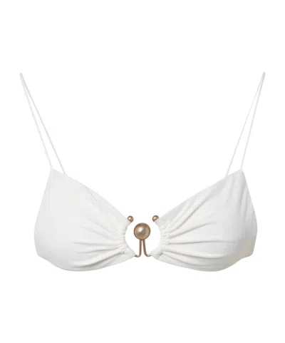 Christopher Esber Ruched Orbit Miniscule Bikini Top In White