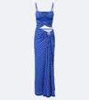 Christopher Esber Ruched Orbit Split Bandana Maxi Dress In Blue