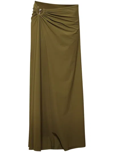 Christopher Esber Ruched Orbit Split Skirt In Brown