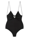Christopher Esber Ruched Orbit Lycra One Piece Swimsuit In Black