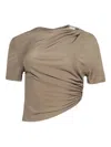 Christopher Esber Ruched Ring-detail Tee In Brown