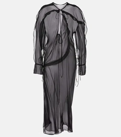 Christopher Esber Ruffled Silk Midi Dress In Black