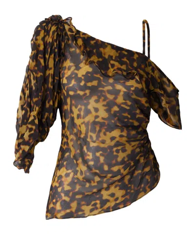 Christopher Esber Ruffle-trimmed Drape Top In Black