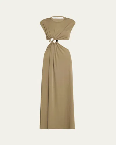 Christopher Esber S-ring Rib Maxi Tank Dress In Eucalypt
