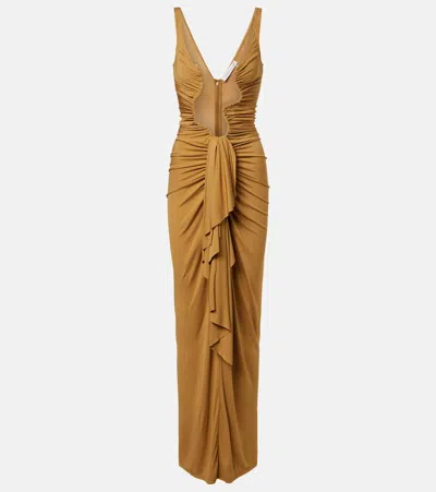 Christopher Esber Salacia Cutout Draped Maxi Dress In Yellow