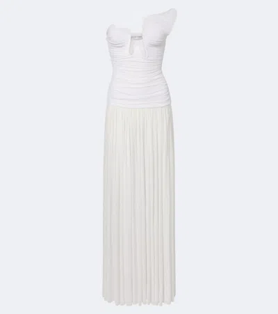 Christopher Esber Salacia Ruched Bustier Gown In White