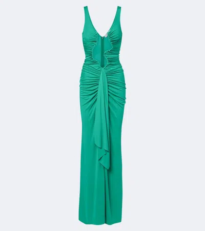 Christopher Esber Salacia Ruched Jersey Maxi Dress In Green