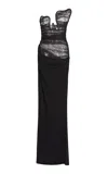 Christopher Esber Salacia Ruched Lace Gown In Black