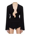 Christopher Esber Black Salacia Ruched Long Sleeve Top In Black