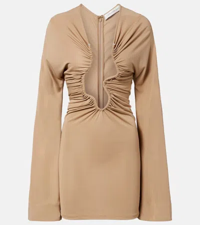 Christopher Esber Salacia Ruched Minidress In Brown