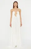 Christopher Esber Salacia Textured Silk Strapless Gown In White