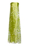 Christopher Esber Satin Burnout Maxi Dress In Green