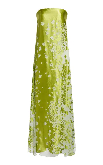 Christopher Esber Satin Burnout Maxi Dress In Green