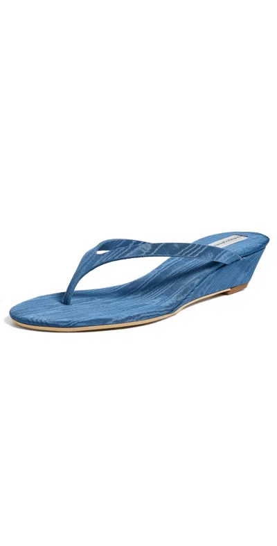Christopher Esber Scala Moire Wedges Denim In Blue
