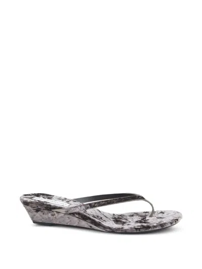 Christopher Esber Scala Velvet Wedge Sandals In Gray