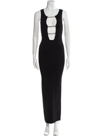 Pre-owned Christopher Esber Scoop Neck Long Dress In Black