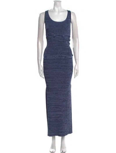 Pre-owned Christopher Esber Scoop Neck Long Dress In Blue