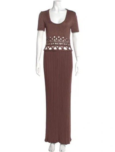Pre-owned Christopher Esber Scoop Neck Long Dress In Brown