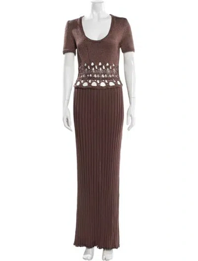 Pre-owned Christopher Esber Scoop Neck Long Dress In Brown