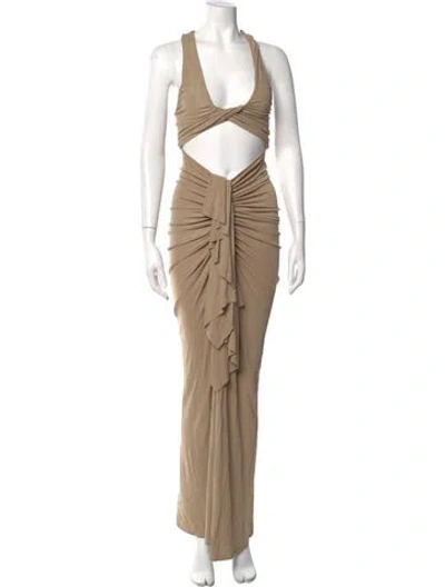 Pre-owned Christopher Esber Scoop Neck Long Dress In Neutral