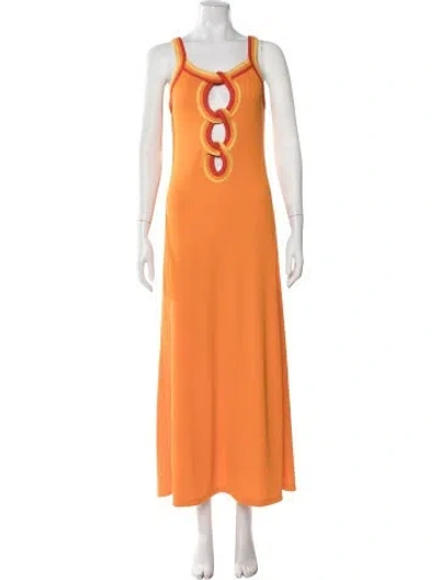 Pre-owned Christopher Esber Scoop Neck Long Dress In Orange