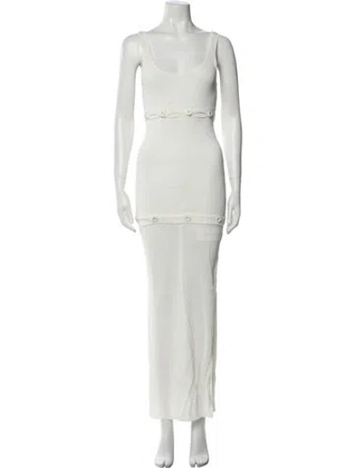 Pre-owned Christopher Esber Scoop Neck Long Dress In White