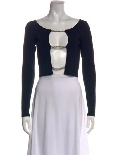 Pre-owned Christopher Esber Scoop Neck Long Sleeve Crop Top In Black