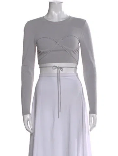 Pre-owned Christopher Esber Scoop Neck Long Sleeve Crop Top In Gray