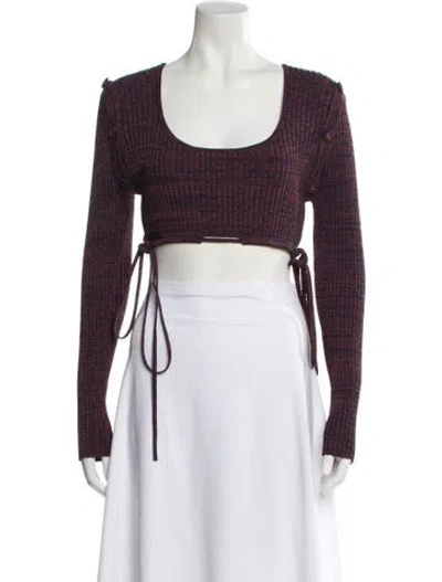 Pre-owned Christopher Esber Scoop Neck Long Sleeve Crop Top In Multi