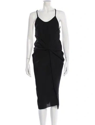 Pre-owned Christopher Esber Scoop Neck Midi Length Dress In Black