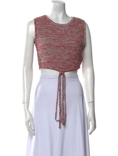 Pre-owned Christopher Esber Scoop Neck Sleeveless Crop Top In Red