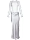 Christopher Esber Semi-sheer Draped Maxi Dress In Silver