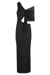 Christopher Esber Womens Black Seneca Swirl Asymmetric-neckline Stretch-woven Maxi Dress In Black