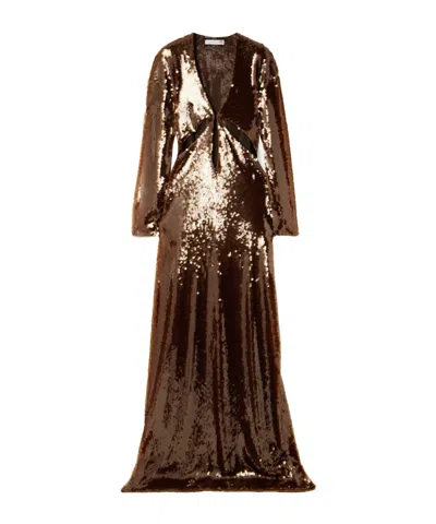 Christopher Esber Lucent Cutout Sequined Mesh Maxi Dress In Brown