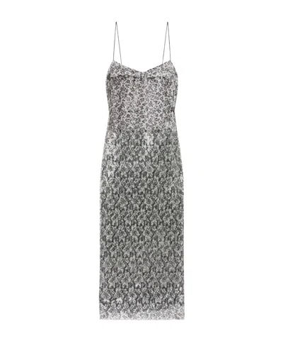 Christopher Esber Sequined Lace Midi Dress In Gray