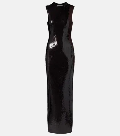 Christopher Esber Opaline Cutout Sequined Jersey Maxi Dress In Black