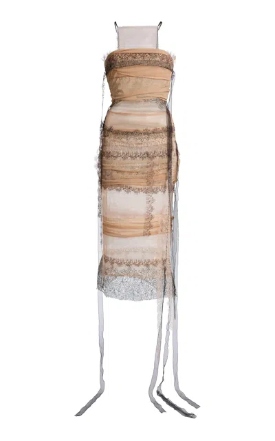 Christopher Esber Shadow Ink Midi Dress In Gold