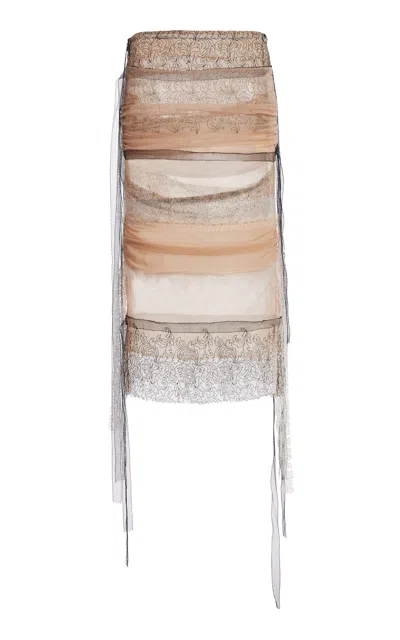 Christopher Esber Shadow Ink Midi Skirt In Brown