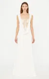 Christopher Esber Shadow Lace Cowled Silk Gown In White