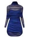Christopher Esber Sheer Draped Mini Dress In Blue