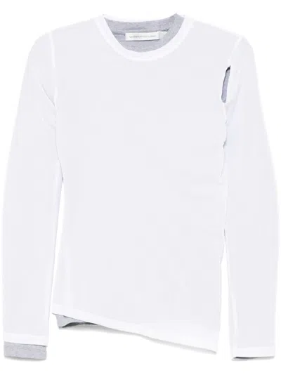 Christopher Esber Sheer Overlay Peephole T-shirt In White