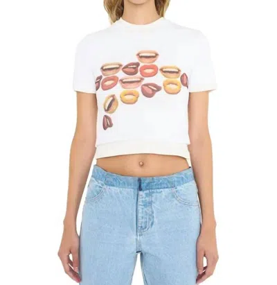 Christopher Esber Sheer Overlay Tee In Chatter Print In White