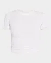 Christopher Esber Sheer Overlay Twisted Short-sleeve Rib T-shirt In White Heather Grey