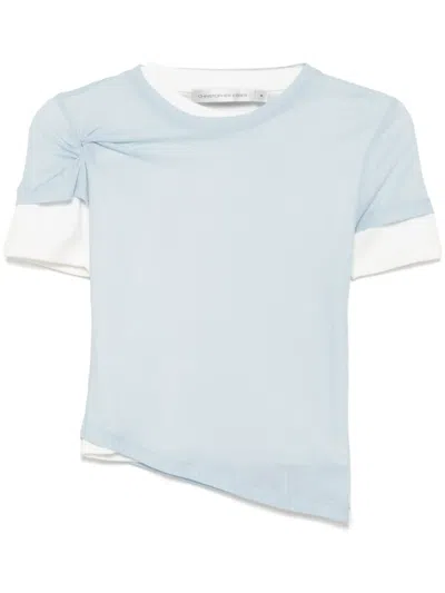 Christopher Esber Sheer Ribbed T-shirt In Blue