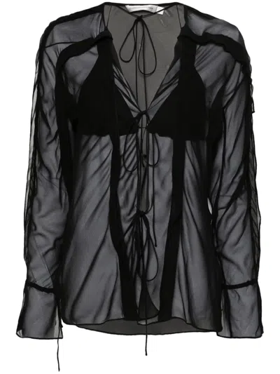 Christopher Esber Sheer Silk Blouse In Black