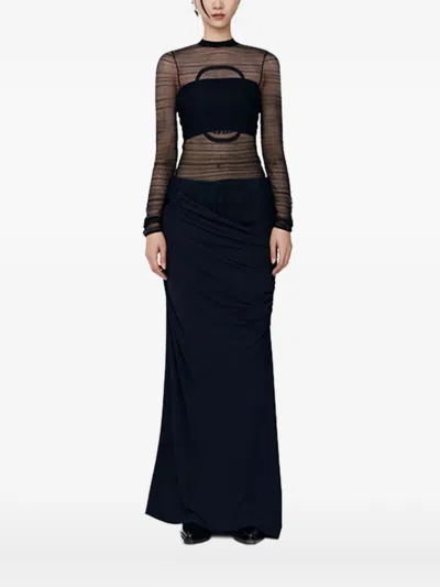 Christopher Esber Sheer-paneled Draped Top In Black