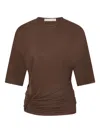 Christopher Esber Shibari Ruche Jersey T-shirt In Brown