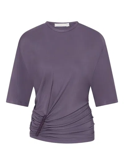 Christopher Esber Shibari Ruche Jersey T-shirt In Purple
