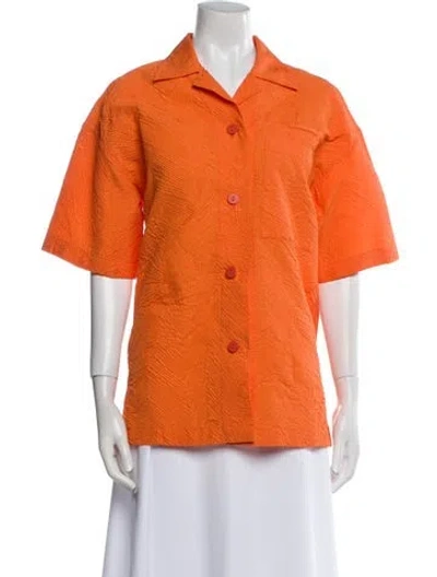 Pre-owned Christopher Esber Short Sleeve Button-up Top In Orange